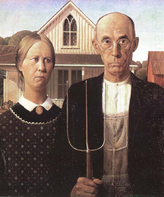 unknow artist grant woods malning american gothic china oil painting image